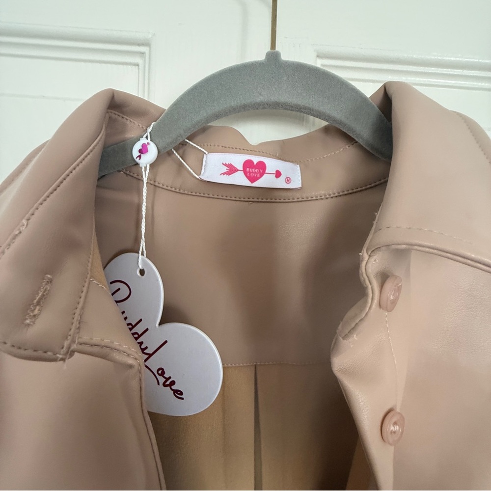 Tan Faux Leather Button-Up jacket - Picture 4 of 8